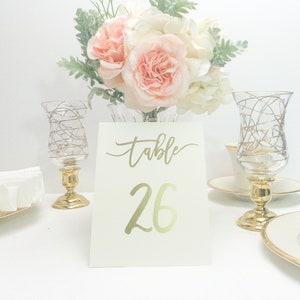 Tented Ivory and Gold Foil Table Numbers Handmade Wedding Style 0135 image 2