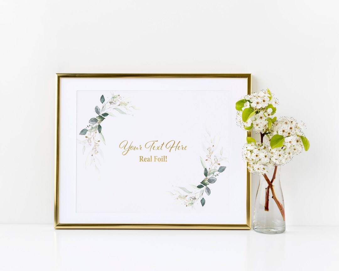Custom Watercolor Foil Wedding Sign: Personalized 8x10 Print - Etsy
