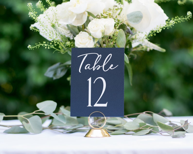 Navy Blue Table Numbers, Wedding Table Numbers, Rustic Table Number, Foil Table Numbers, 1123 4x6 image 1