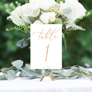 Gold Wedding Table Numbers, Wedding Table Decor, Gold Foil Table Numbers, Wedding Table Numbers, 1174 4x6 Copper + White