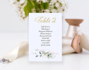 Watercolor and Gold Seating Charts, Wedding Seating Charts, Rustic Seating Charts, Foil Seating Charts, Elegant Wedding Seating Charts, 4x6