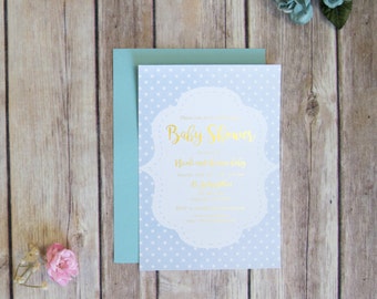 Cute Gold Foil Baby Shower Invite Handmade