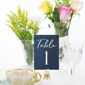 Navy Blue Table Numbers, Wedding Table Numbers, Rustic Table Number, Foil Table Numbers, 1123 4x6 image 2