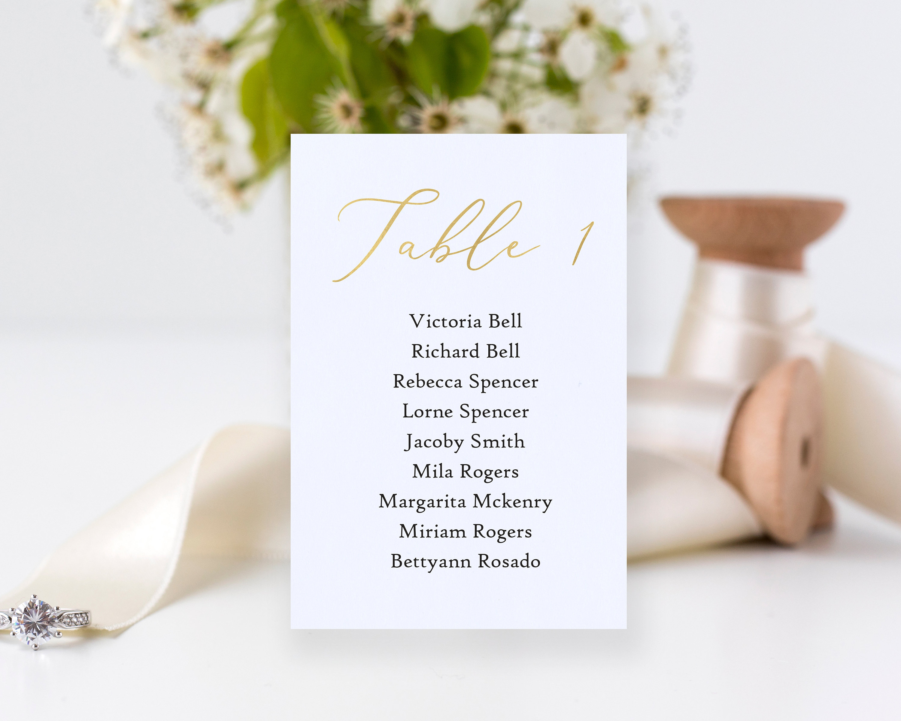 Gold Foil Wedding Seating Chart: Elegant Rustic Design (4x6)