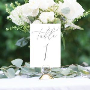 Gold Wedding Table Numbers, Wedding Table Decor, Gold Foil Table Numbers, Wedding Table Numbers, 1174 4x6 Silver + White