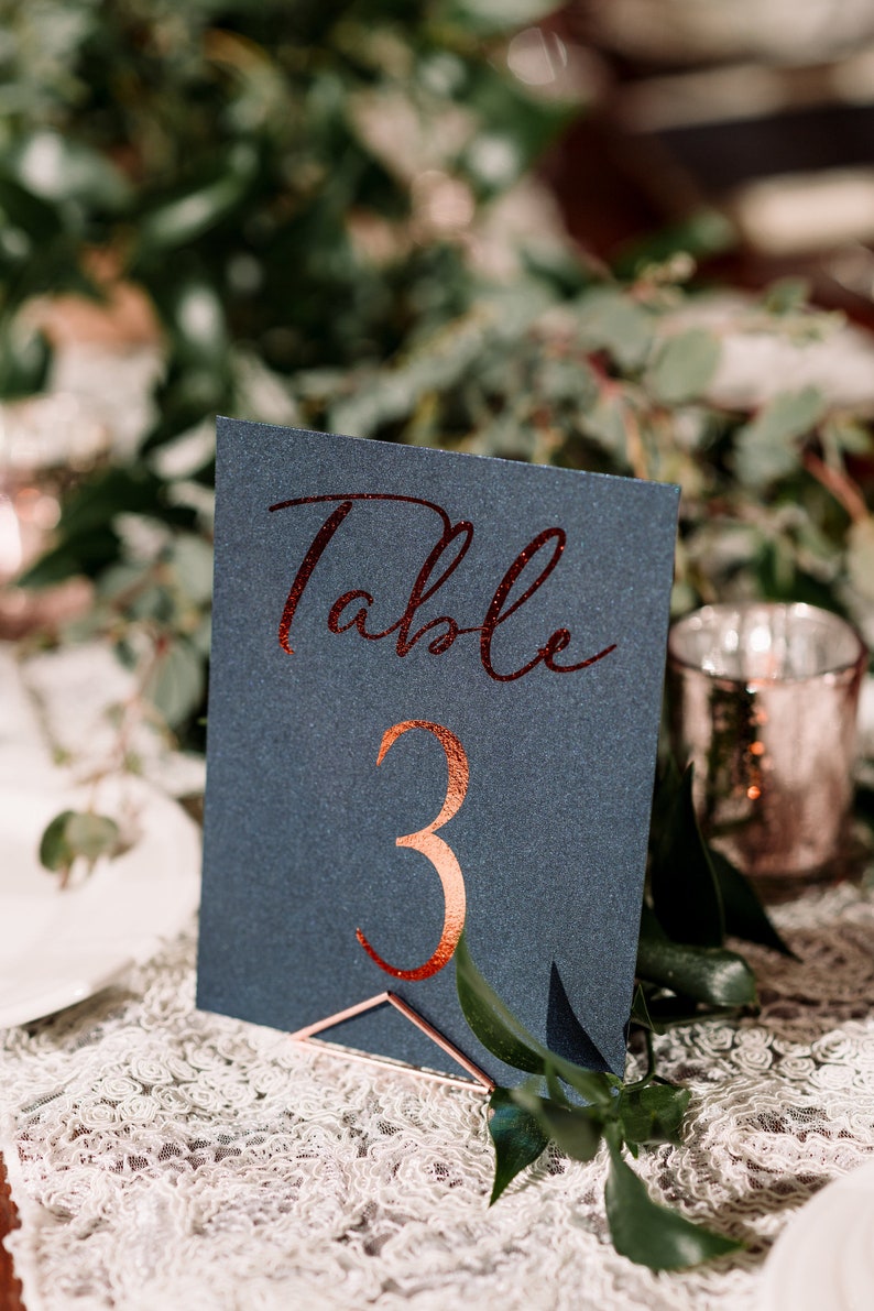 Copper Table Numbers Navy Table Numbers Wedding Table Etsy