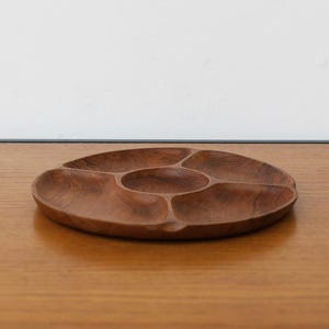 Mid-Century Five Section Wooden Round Serving Tray