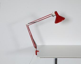Hala Zeist Industrial Drafting Clamp Lamp in Red