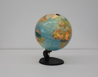 World Globe Table Lamp with Textured Metal Base