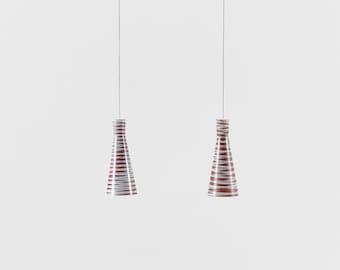 Philips Ceiling Pendant with Hourglass Shaped Shades Dark Red & Gray