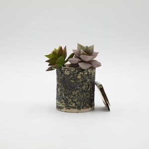 Dutch Green Scarified Birch Bark Ceramic Pot