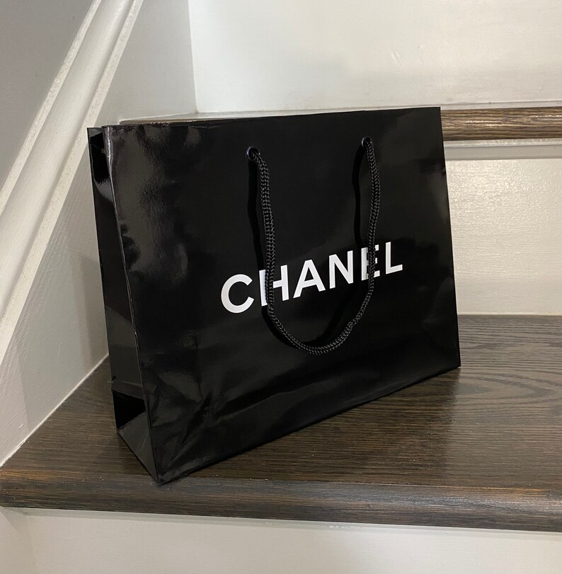 Chanel Paper Black White Shopping Bag New Etsy