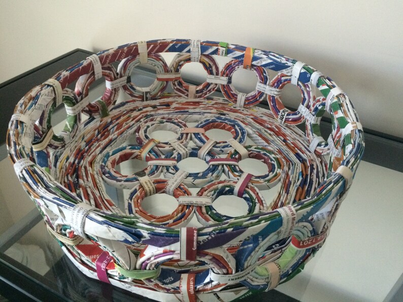 Handmade Recycled Round Paper Basket New Etsy