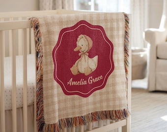 Custom Goose Baby Blanket Girl Cotton Woven Blanket Goose Nursery Decor Custom Baby Blanket Goose Nursery Decor Custom Baby Blanket