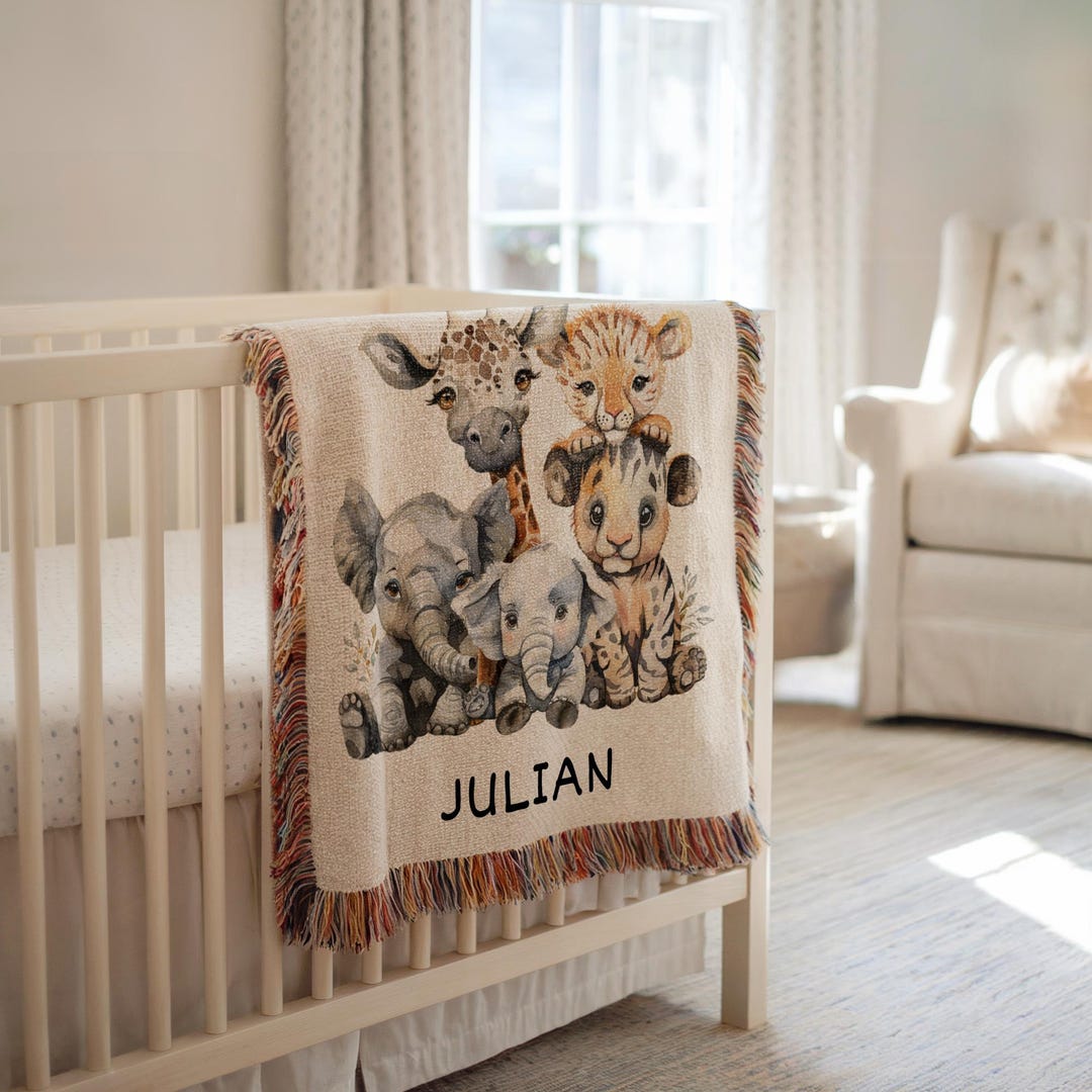 Personalized Safari Baby Blanket Safari Nursery Decor Baby Shower Gift ...