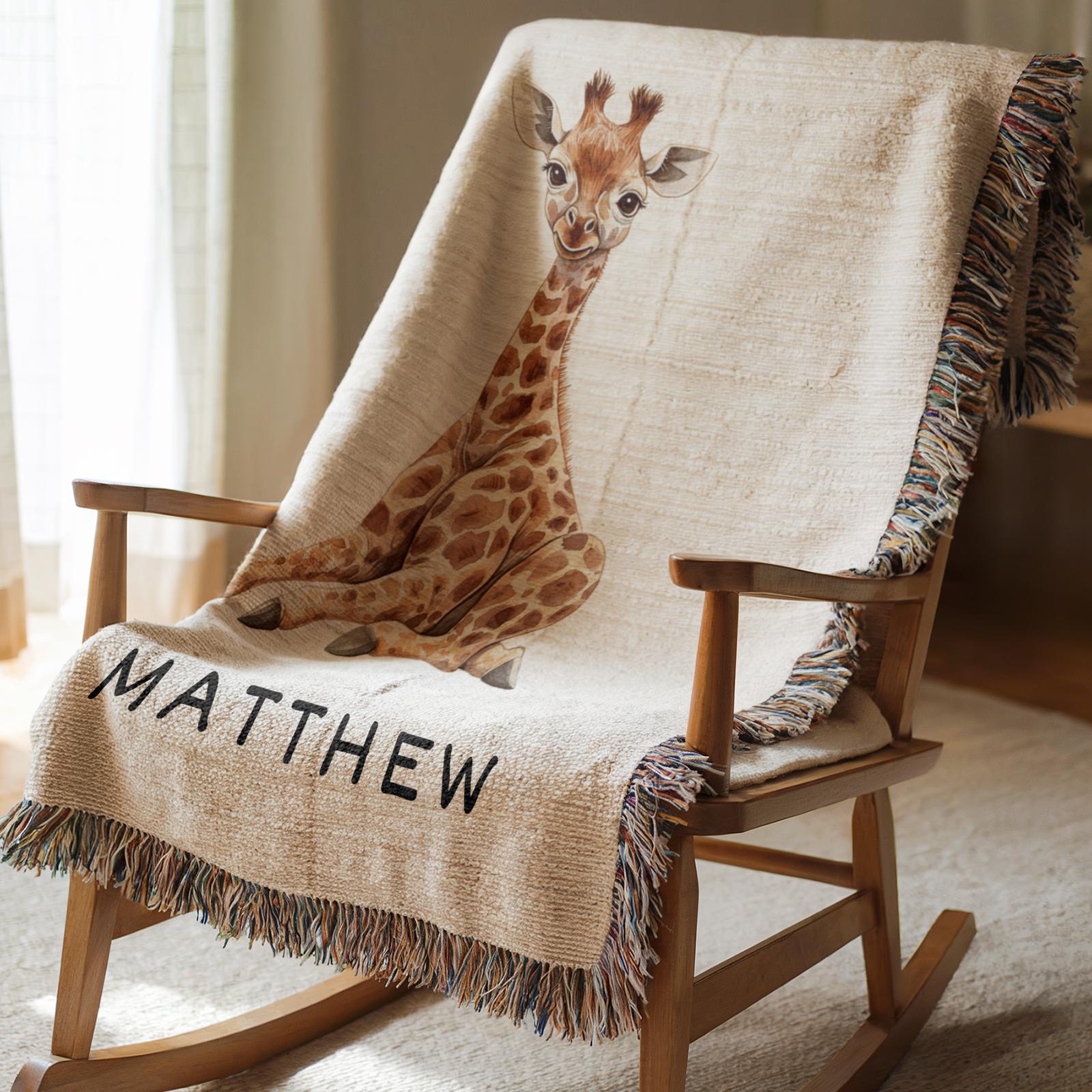 Personalized Giraffe Baby Blanket Safari Nursery Decor Baby Shower Gift ...