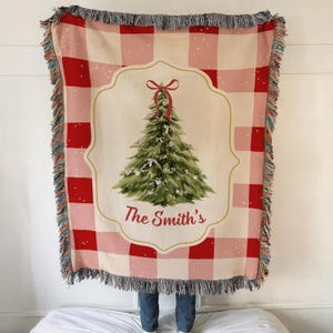 Personalized Christmas Blanket Family Christmas Gift Family Name Blanket Christmas Woven Blanket Custom Name Blanket Cotton