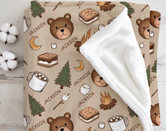 Personalized Camping Baby Name Custom Blanket Gift Idea For Baby Boy Newborn Baby Camping Blanket with Name Hospital Blanket