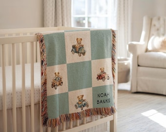 Personalized Teddy Bear Blanket Teddy Bear Nursery Decor Baby Shower Gift Custom Baby Name Blanket Teddy Bear Theme Nursery
