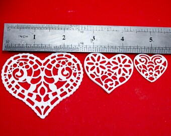 Flexible appliques heart decor heart decoration decoupage decor scrapbooking embellishments paintable openwork