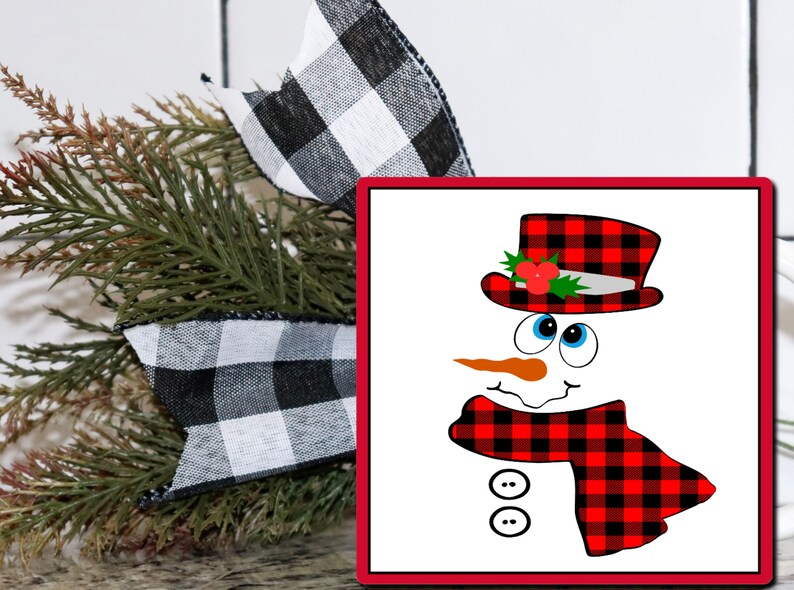 Christmas Wreath Supplies Snowman Wreath Sign Buffalo Plaid Winter Decorations