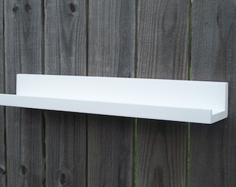 28", 30", 32" or 34 Inch Floating Ledge Shelf, Book Shelf, You Choose Your length, Bright White Finish