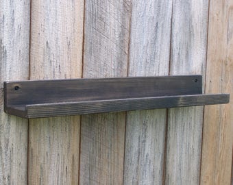 Wide 44", 46", 48", or 50 Inch Floating ledge Shelf, Picture ledge Shelf, You Choose Your Length Ebony Finish