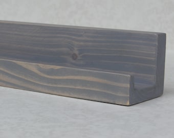 Ultra Narrow 20", 22", 24", 26 Inch Floating ledge Shelf, Picture ledge Shelf, You Choose Your length, Weathered Grey Finish