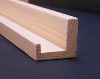 Ultra Narrow Unfinished 36", 38", 40" or 42 Inch Floating ledge Shelf, Picture ledge Shelf You Choose Your length.