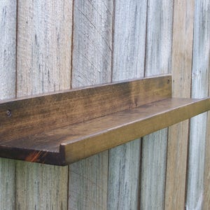Wide, 20", 22", 24", 26 Inch Floating ledge Shelf, Picture ledge Shelf, You Choose Your length. Jacobean Finish