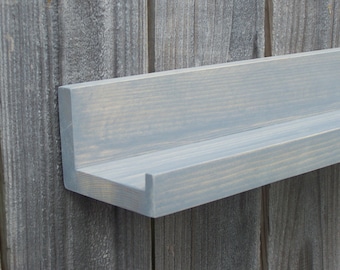 28", 30", 32" or 34 Inch Floating Ledge Shelf, You Choose Your length, Weathered Grey Finish