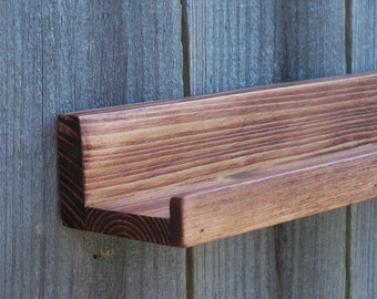 Narrow 20", 22", 24", 26 Inch Floating ledge Shelf, Picture ledge Shelf, Spice Rack You Choose Your length, Red Oak Finish