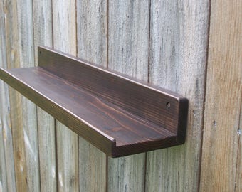 Wide 12", 14", 16 " or 18 Inch, Floating ledge Shelf, Picture ledge Shelf, You Choose Your length,  Kona Finish