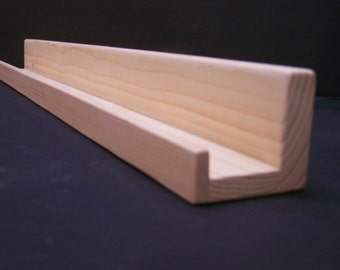 Ultra Narrow Unfinished 36", 38", 40" or 42 Inch Floating ledge Shelf, Picture ledge Shelf You Choose Your length.