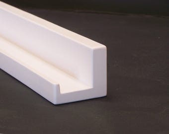 Ultra Narrow 44", 46", 48", 50 Inch Floating ledge Shelf, Picture ledge Shelf, You Choose length, Bright White Finish