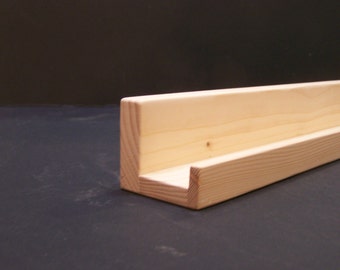 Ultra Narrow Unfinished 20", 22", 24" or 26 Inch Floating ledge Shelf, Picture ledge Shelf, You Choose Your length.