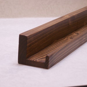 Ultra Narrow Floating ledge Shelf, Picture ledge, You Choose length. 12", 14", 16", or 18 Inch. Dark Walnut Finish