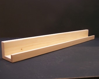 Ultra Narrow  44", 46", 48", 50 Inches, Unfinished Floating ledge Shelf, Picture ledge Shelf You Choose Your length.