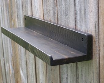 Wide 36", 38", 40" or 42 Inch Floating ledge Shelf, Picture ledge Shelf, You Choose Your length. Ebony Finish