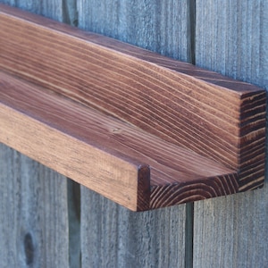 Narrow 28&quot;, 30&quot;, 32&quot; or 34 Inch Floating ledge Shelf, Picture ledge Shelf, Spice Rack, You Choose Your length. Red Oak Finish