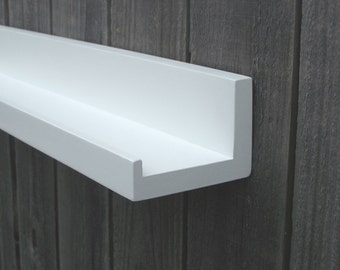 12", 14", 16', or 18 inch, Floating Ledge Shelf, You Choose Your length, Bright White Finish