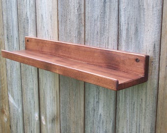 Wide, 20", 22", 24", 26 Inch Floating ledge Shelf, Picture ledge Shelf, You Choose Your length. Red Oak Finish