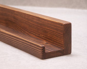 Ultra Narrow 28", 30", 32", 34 Inch Floating ledge Shelf, Picture ledge Shelf, You Choose Your length, Kona Finish