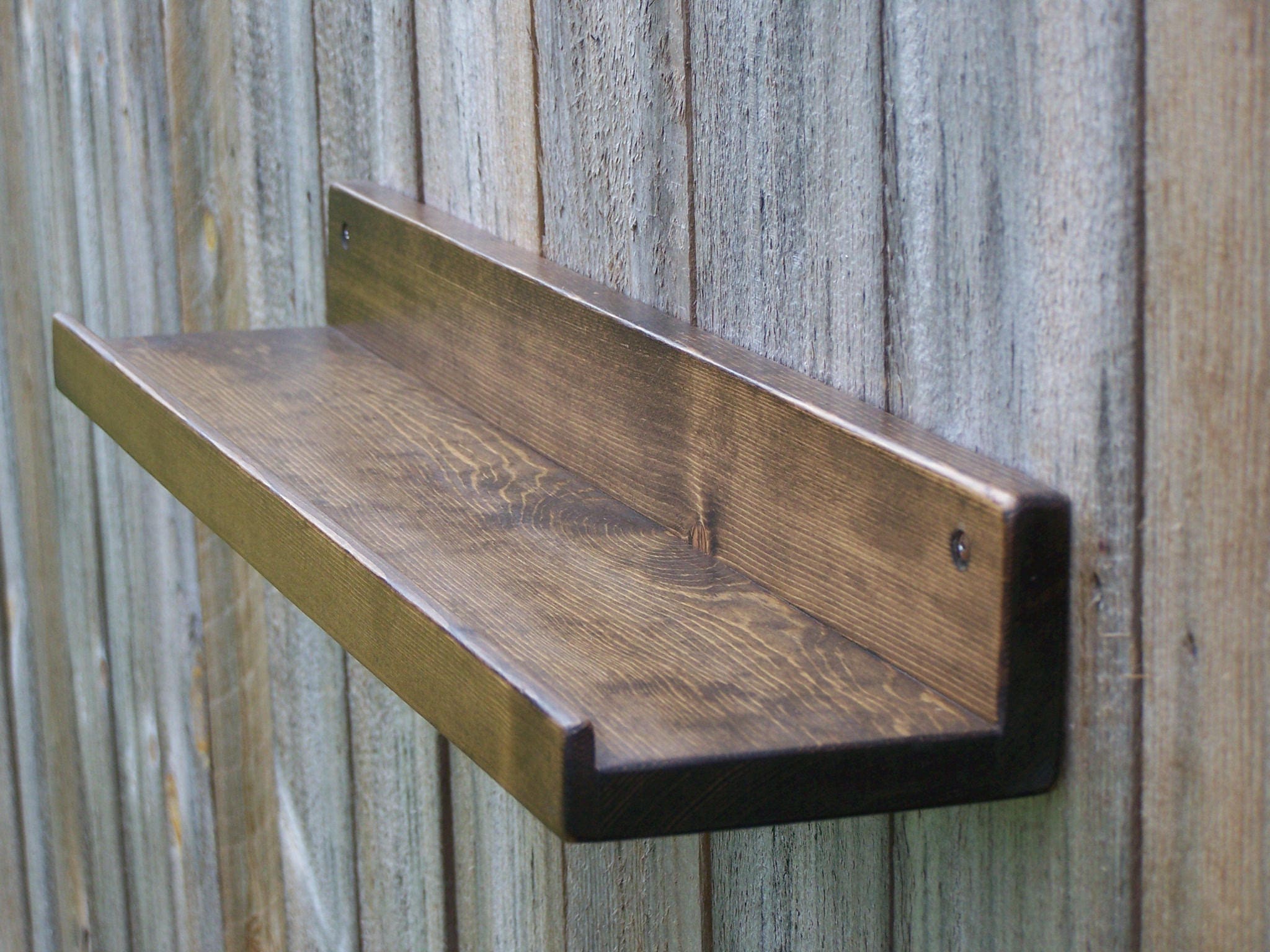 Wide 12 14 16 or 18 Inch Floating Ledge Shelf Picture Ledge Shelf You Choose Length. Jacobean Finish Etsy