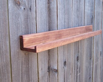 Narrow 44", 46", 48" or 50 Inch Floating ledge Shelf, Picture ledge Shelf, Spice Rack, You Choose Your length. Red Oak Finish