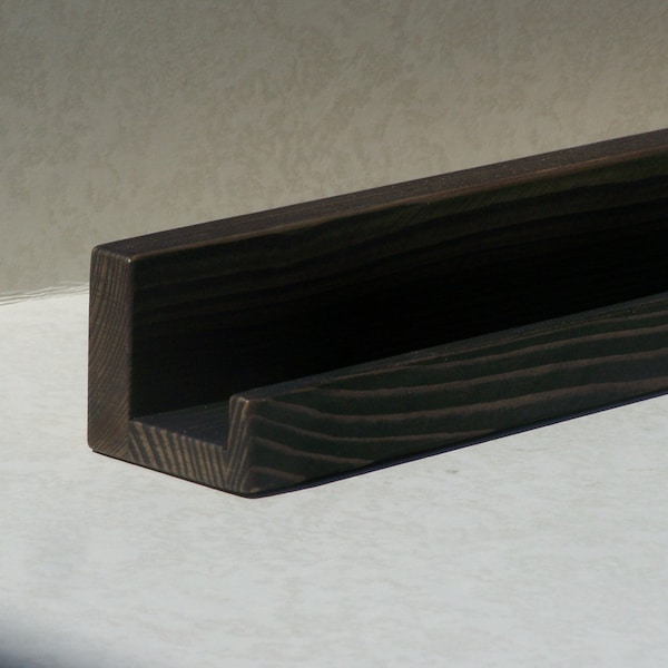 Ultra Narrow 12", 14", 16", 18 Inch Floating ledge Shelf, Picture ledge Shelf, You Choose length, Ebony Finish