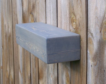 36", 38", 40" 42 inch, You Choose Your Length, 5 1/2" Depth Floating Ledge Shelf, Beam shelf, Mantle Shelf, Weathered Grey Finish