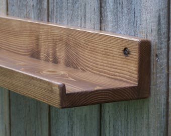 Wide, 28", 30", 32", Or 34 Inches, Floating ledge Shelf, Picture ledge Shelf, You Choose Your length, Walnut Finish