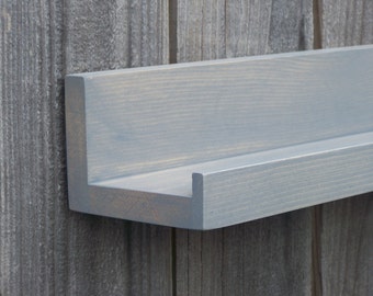 36", 38", 40" or 42 Inch Floating Ledge Shelf, You Choose Your length, Weathered Grey Finish