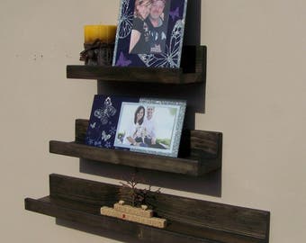 36", 38", 40" or 42 Inch Floating Ledge Shelf, You Choose Your length. Ebony Finish